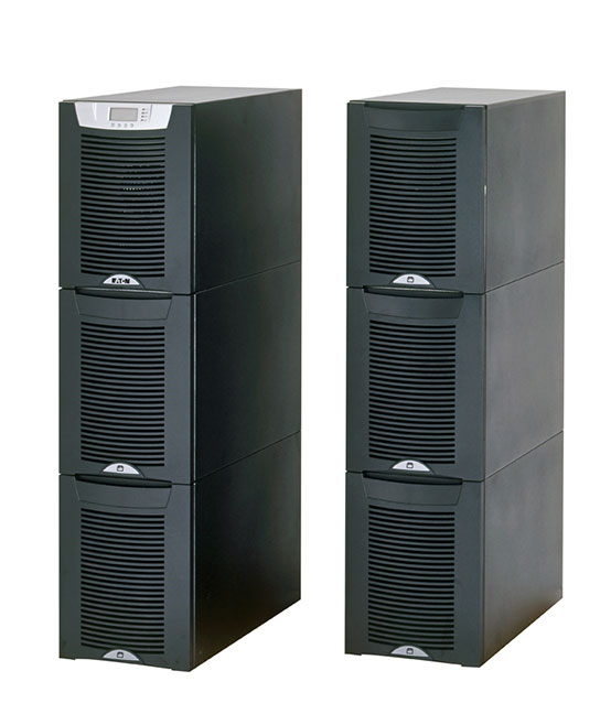 Eaton 9155/9355 three-high with optional external battery cabinet